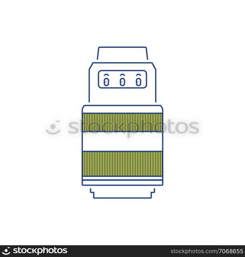 Icon of photo camera zoom lens. Thin line design. Vector illustration.