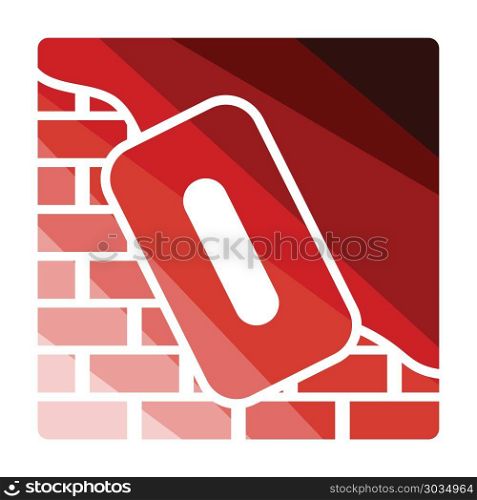 Icon of plastered brick wall . Icon of plastered brick wall . Flat color design. Vector illustration.