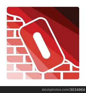 Icon of plastered brick wall . Icon of plastered brick wall . Flat color design. Vector illustration.