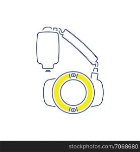 Icon of portable circle macro flash. Thin line design. Vector illustration.