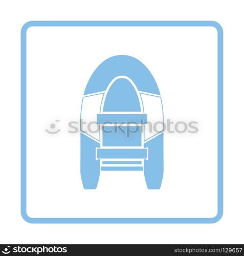 Icon of rubber boat . Blue frame design. Vector illustration.