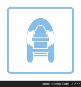 Icon of rubber boat . Blue frame design. Vector illustration.