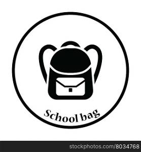 Icon of School rucksack. Thin circle design.