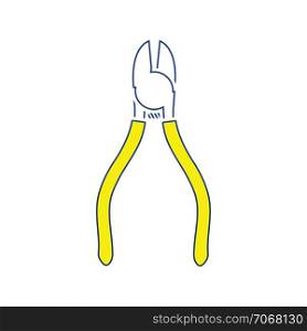 Icon of side cutters. Thin line design. Vector illustration.
