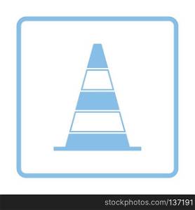 Icon of Traffic cone. Blue frame design. Vector illustration.