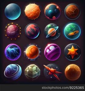icon planet space galaxy ai generated. satellite moon, orbit alien, universe icon planet space galaxy illustration. icon planet space galaxy ai generated