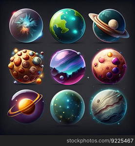 icon planet space galaxy ai generated. satellite moon, orbit alien, universe icon planet space galaxy illustration. icon planet space galaxy ai generated