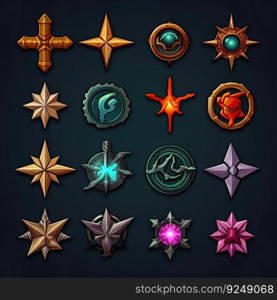 icon shuriken weapon game ai generated. fly japan, combat , star sharp icon shuriken weapon game illustration. icon shuriken weapon game ai generated