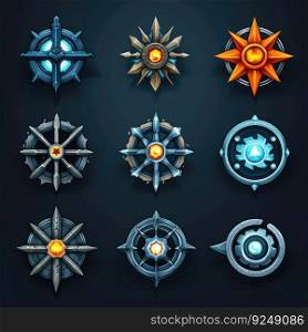 icon shuriken weapon game ai generated. fly japan, combat , star sharp icon shuriken weapon game illustration. icon shuriken weapon game ai generated