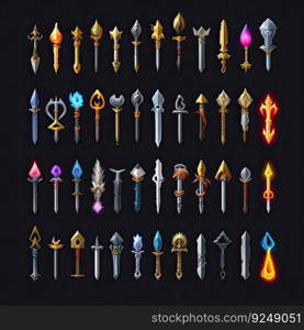 icon sword weapon game ai generated. symbol fantasy, armor military, medieval icon sword weapon game illustration. icon sword weapon game ai generated