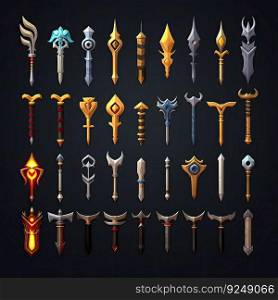 icon sword weapon game ai generated. symbol fantasy, armor military, medieval icon sword weapon game illustration. icon sword weapon game ai generated
