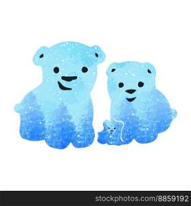 Icon white bears colored blue for decor, patterns, prints, web element for theme attribution. silhouette white Bears with blue background