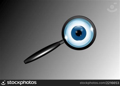 Icon with magnifier with eye. Thin line icon set. Vector illustration. stock image. EPS 10.. Icon with magnifier with eye. Thin line icon set. Vector illustration. stock image.