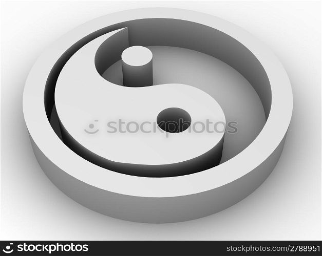 Icon Ying and Yang. 3d