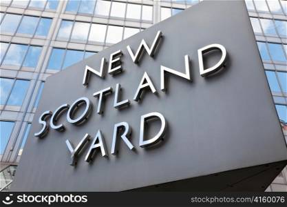Iconic New Scotland Yard Police Station Sign London England