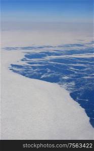 Icy Waters over the Greenland in Spring Season