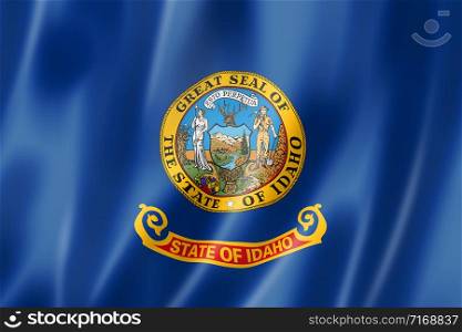 Idaho flag, united states waving banner collection. 3D illustration. Idaho flag, USA