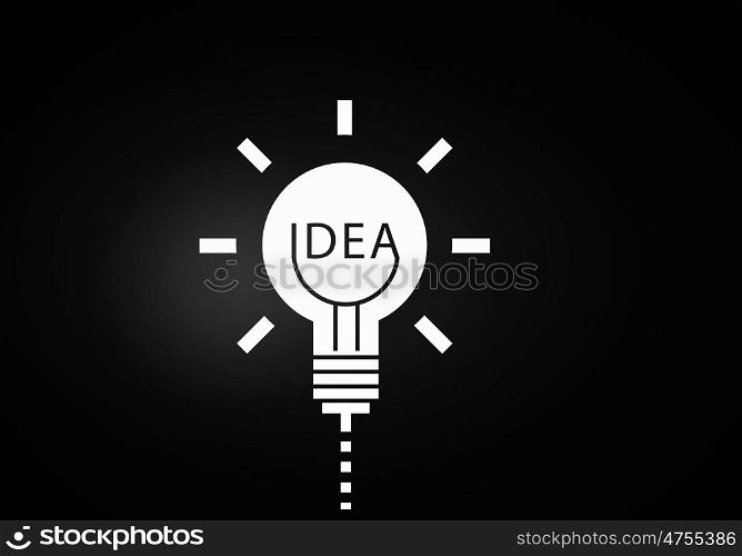 Idea concept. Abstract image with drawn light bulb on black background