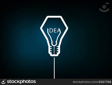 Idea concept. Abstract image with drawn light bulb on blue background