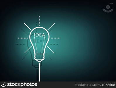 Idea concept. Abstract image with drawn light bulb on blue background