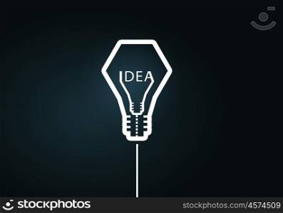 Idea concept. Abstract image with drawn light bulb on color background