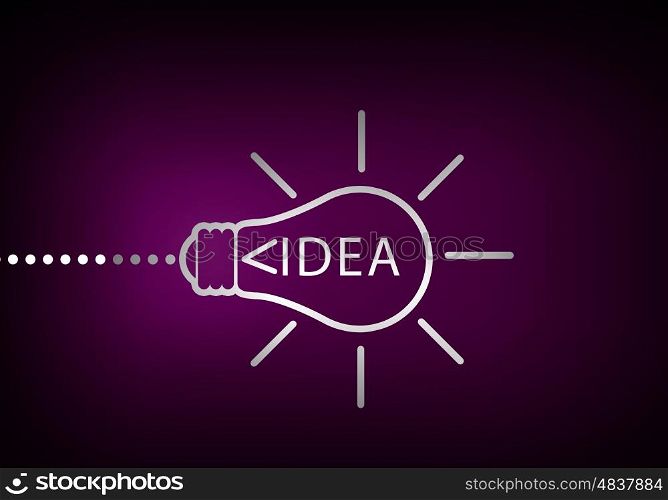 Idea concept. Abstract image with drawn light bulb on color background