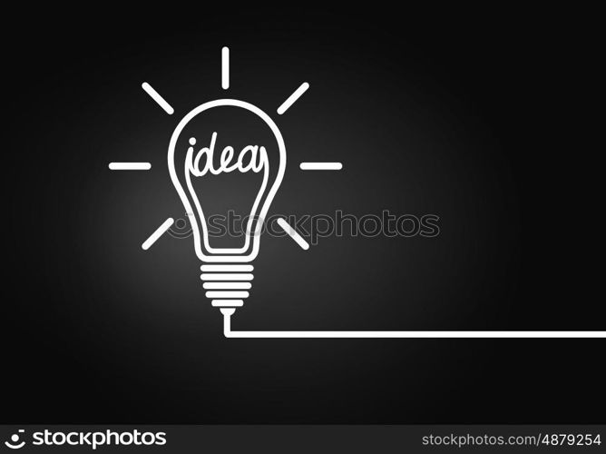 Idea concept. Abstract image with drawn light bulb on gray background