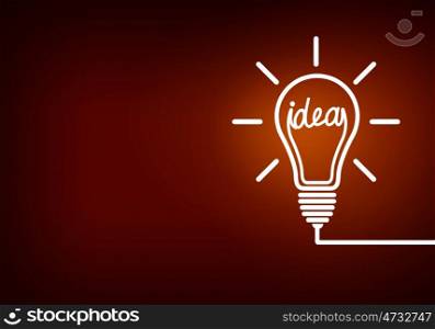 Idea concept. Abstract image with drawn light bulb on red background