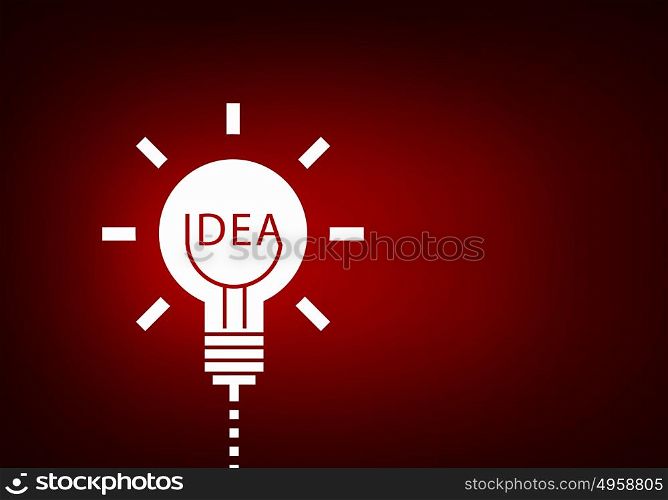 Idea concept. Abstract image with drawn light bulb on red background