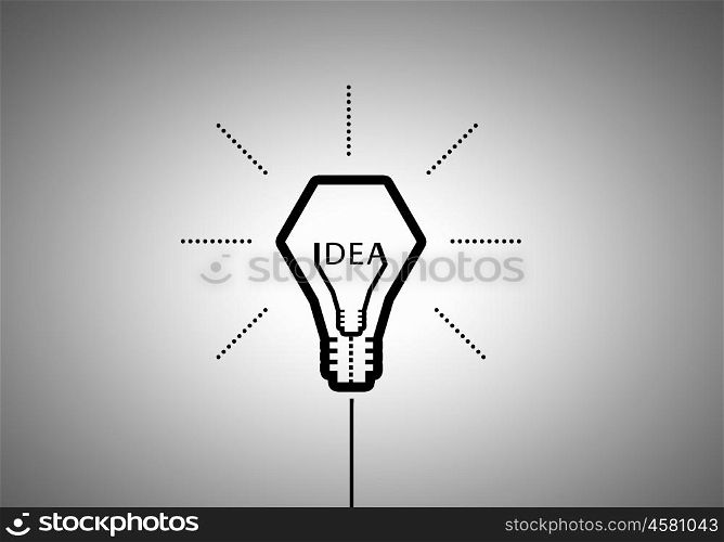 Idea concept. Abstract image with drawn light bulb on white background
