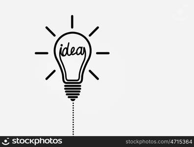 Idea concept. Abstract image with drawn light bulb on white background