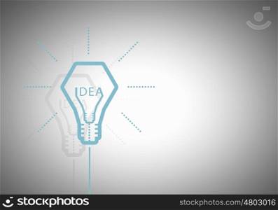 Idea concept. Abstract image with drawn light bulb on white background