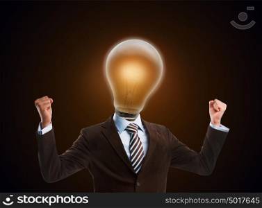 Idea concept, lamp head businessman