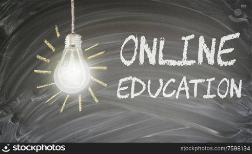 idea concept with bright glowing light bulb on blackboard. idea concept with light bulb
