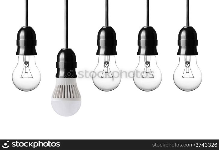 idea concept with bulbs on white background