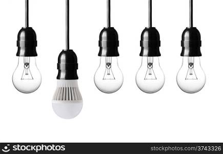 idea concept with bulbs on white background