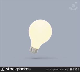 Idea lightbulb icon. Simple 3d render illustration on pastel background. Isolated object with soft shadows. Idea lightbulb icon. Simple 3d render illustration on pastel background.