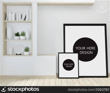 idea of mock up poster frame and cabinet zen style on room modern japanese style.3D rendering