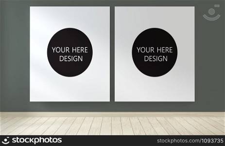 Idea of Mock up poster frame empty green room zen style and decoration plants.3D rendering
