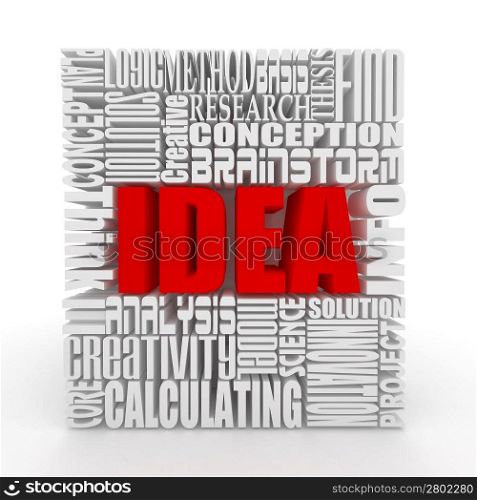 Idea. The concept of the words on white background. 3d