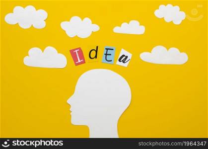 idea word with head clouds. High resolution photo. idea word with head clouds. High quality photo