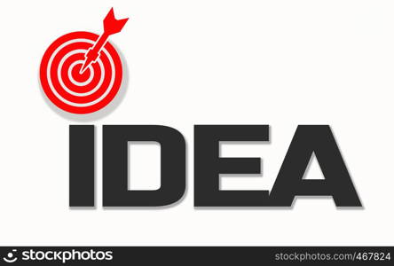 Idea word with targets and arrows, 3D rendering