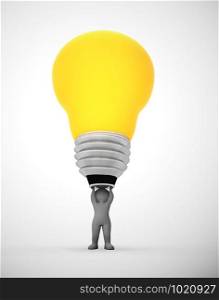 Ideas and inspiration concept depicted by a light bulb. Brainstorming business thoughts and plans - 3d illustration
