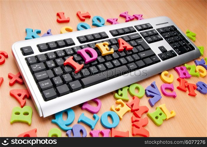 Ideas concept with letters on the keyboard