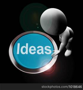 Ideas Concepts icon means brainwave or brilliant thoughts and plan. Genius Concepts through research and thinking - 3d illustration. Ideas Button Means Improvement Concept Or Creativity