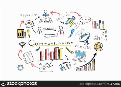 Ideas for success achieving. Business ideas sketch image on white background