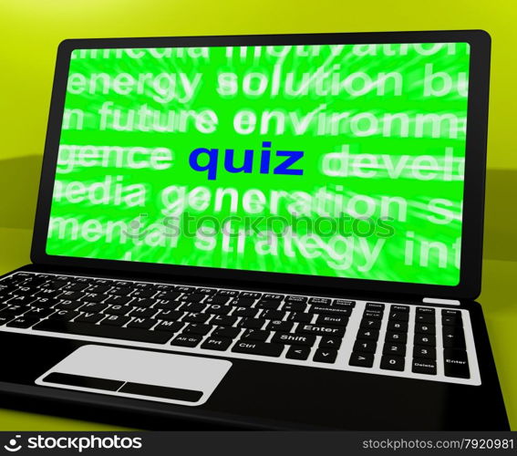 Ideas Word On Computer Screen Showing Creativity. Quiz Laptop Meaning Tests Quizzing Or Answers Online