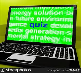 Ideas Word On Computer Screen Showing Creativity. Quiz Laptop Meaning Tests Quizzing Or Answers Online