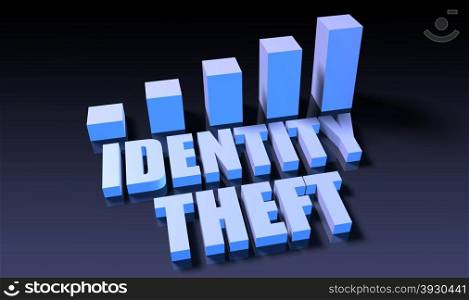 Identity theft. Identity theft graph chart in 3d on blue and black