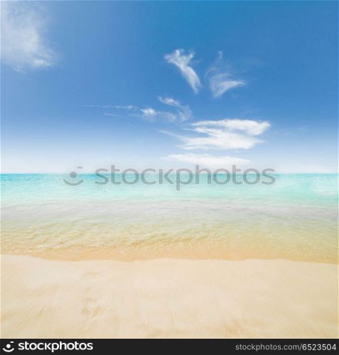 Idyllic beach and sea. Idyllic beach and sea, tropical summer. Idyllic beach and sea